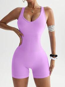 Slayform Mono ajustado con estampado de letras para mujer - Rosa Tropical - Ver 2