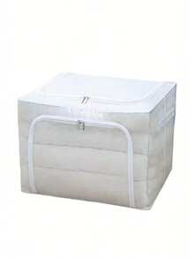 Transparent PVC Storage Box, Large Waterproof Steel Frame Household Clothing And Bedding Storage Box, Foldable Wardrobe Storage Box, Bedroom Storage Box - White - View 4