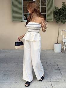 Serisse 女士度假休闲抹胸上衣和裤子两件套 - 彩色 - 查看 5