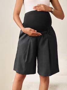 MaterniWear Quần short bầu thường ngày, cạp chun điều chỉnh được. - Màu xám đen - Xem 3