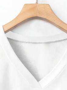 EMERY ROSE Plus Size Casual  Heart Texture Print T-Shirt, Suitable For Summer,Flower/Vacation/Spring - Multicolor - View 5