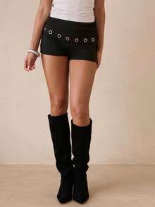 Glamine 都市时尚复古休闲女式短裤 - 黑色 - 查看 3