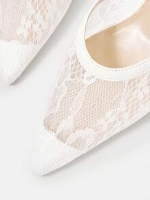 CUCCOO HITCHD Women's Pointed Toe Elegant Commuting High Heel Mules - White - View 11