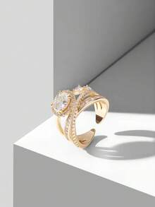 MOTF PREMIUM NHẪN THỂ HIỆN TÍNH CÁCH, MẠ VÀNG 18K, ĐÁ QUÝ TRẮNG NHIỀU LỚP, THIẾT KẾ HÌNH CHỮ THẬP. - Vàng - Xem 4