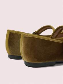 CUCCOO DOLLMOD Ladies Grass Green Round Toe Bow Decoration With Buckle Flat Sole Shoes Upper Velvet Material Suitable For Daily Commuting Birthday Parties - grass green - View 4