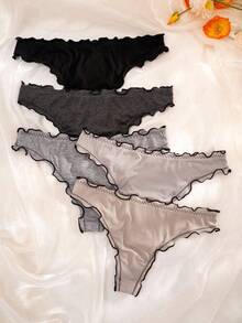 PetitDoll 5入組三角褲，邊緣波浪設計和荷葉邊裝飾的日常內褲 - 彩色 - 查看 2