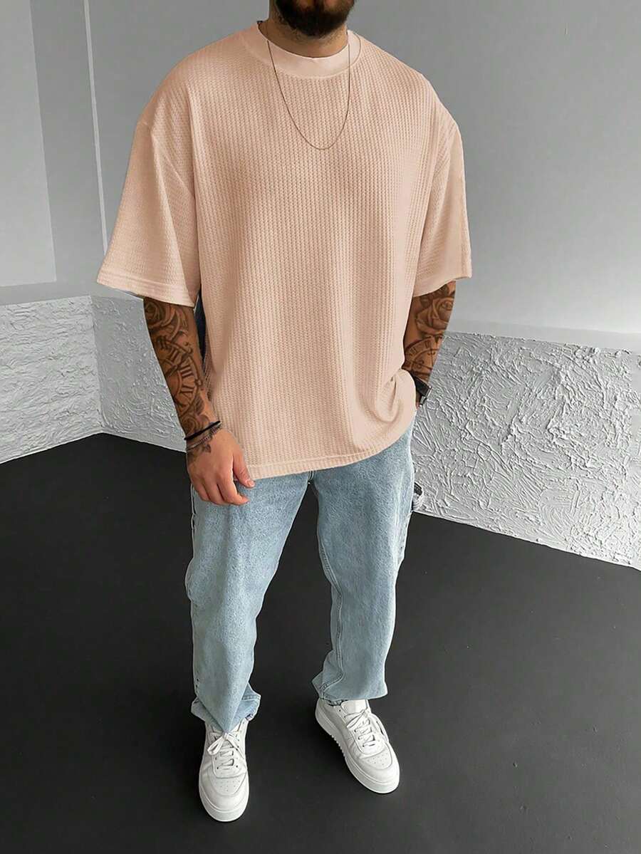 Manfinity Homme Loose Fit Men's Solid Drop Shoulder T-Shirt - Apricot - View 1