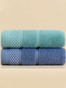 2 Pieces Premium Towel Set, Woven Plaid Pattern, Modern Style, Super Absorbent And Soft, Suitable For Bathroom Use, Space Theme, Machine Washable - 13.38*29.52 Inches - Multicolor - View 5