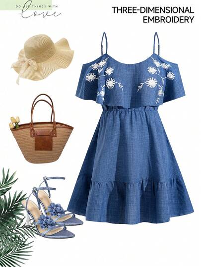 Ellevyn Vestido mini elegante y de alta gama con hombros descubiertos, mangas, volantes en el bajo y efecto estilizante, adecuado para vacaciones, uso diario, reuniones, té de la tarde y múltiples ocasiones, vestido de verano