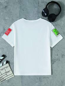 SHEIN Coolqubz Áo thun ngắn tay cổ tròn in khẩu hiệu dành cho thiếu niên, kiểu dáng thường ngày, đa năng. - Nhiều màu - Xem 2