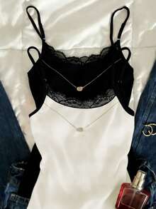 INAWLY Slim Fit Sleeveless Cropped Lace Camisole, Versatile - Multicolor - View 2