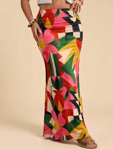 Travachic Plus Size Elegant Romantic Vintage A-Line Maxi Knit Skirt For Party And Gathering, Autumn/Winter - Multicolor - View 6