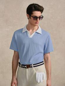 Courvante Áo polo nam tay ngắn, chất liệu dệt kim, kiểu dáng thường ngày, phong cách Old Money, thích hợp cho tennis và golf, có túi, thoáng khí, quà tặng Ngày của Cha. - Màu xanh lam - Xem 8