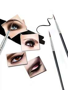 1PC All-In-One Makeup Brush - Eyebrow & Eyeliner Brush For Beginners, Teardrop Brush For Natural Line, Smudging, Concealer & Spoolie Blending - Black - View 2