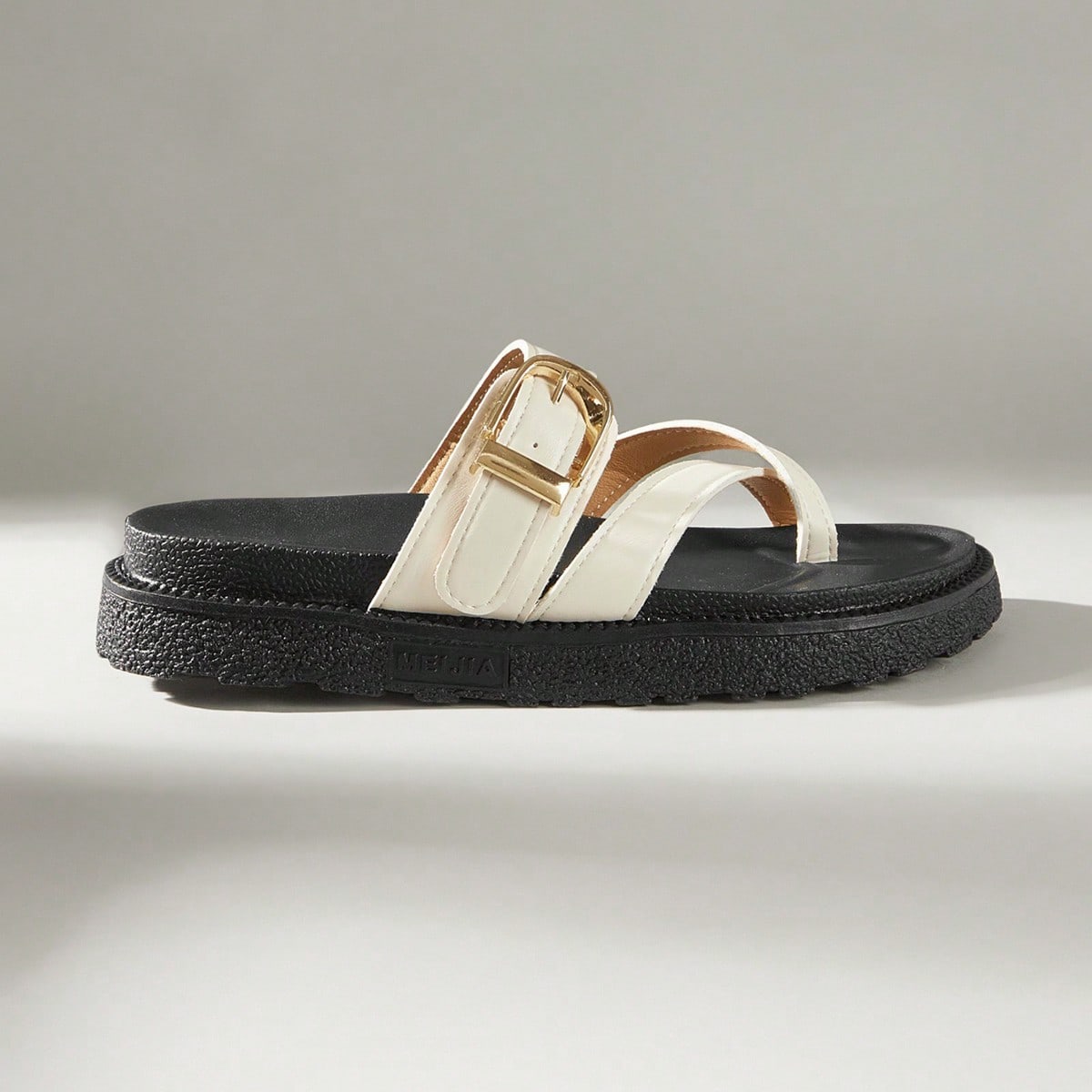 Nuevas sandalias de plataforma con hebilla metálica decorativa, de punta abierta, suela gruesa, deslizantes de moda, cómodas y antideslizantes, vers