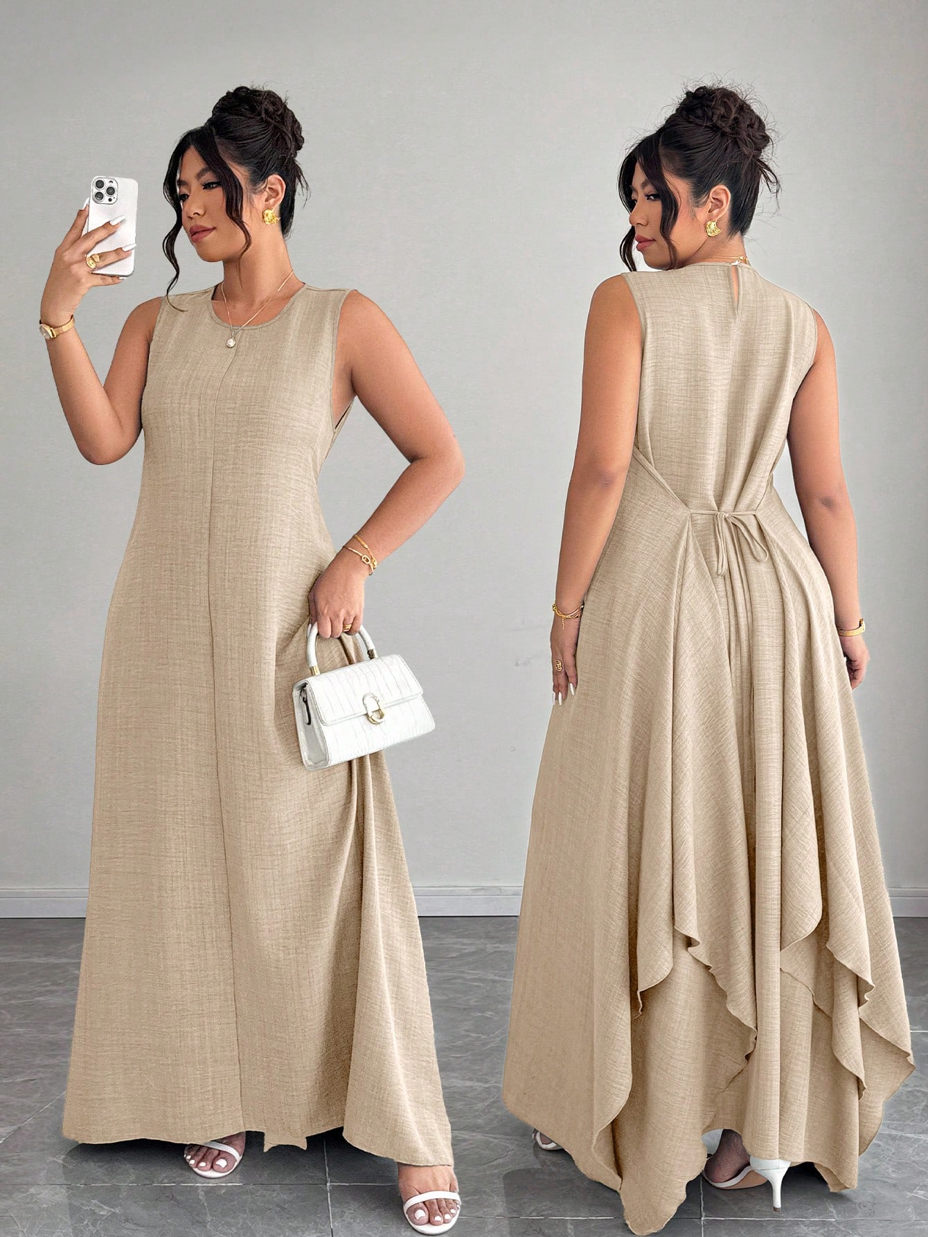 Elenzga فستان نسائي كبير الحجم أنيق للتنقل والعطلا...