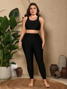 Swim Mulvari Bộ đồ bơi 3 món dành cho nữ cỡ lớn, in họa tiết ngẫu nhiên, gồm áo chống nắng dài tay và bộ burkini kín đáo. - màu đen - Xem 7