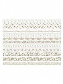 Bộ băng dính Washi dập nổi ánh vàng phong cách tự nhiên, nhãn dán trang trí sáng tạo cho sổ tay, đồ thủ công DIY, album ảnh, ốp điện thoại, laptop, đồ dùng gói quà thẩm mỹ. - Vàng - Xem 8