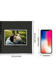 1 Pc Premium Kraft Paper Scrapbook Album - Self Adhesive Photo Book For Travel, Wedding And Family Keepsakes - black - View 4