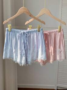 Comfortcana 2 pièces Shorts d'été décontractés pour femmes avec patchwork en dentelle - Multicolore - Voir 4