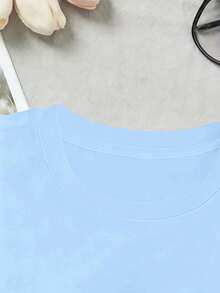 Tween Girl Vacation Casual Shell Print T-Shirt - Baby Blue - View 3