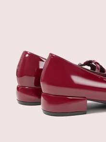 CUCCOO DOLLMOD Ladies Round Toe Patent Leather Burgundy Date Wear Mary Jane College Style Daily Versatile Afternoon Tea Wear Low Heel High Heel Shoes - Burgundy - View 4