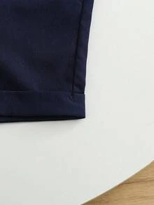 SHEIN 2 piezas Conjunto de estilo casual caballero para niño bebé, con camisa polo de rayas con diseño de parche de oso lindo, combinada con pantalones cortos elásticos de color azul marino, adecuado para uso casual, actividades al aire libre, regreso a la escuela, fiesta de cumpleaños, boda, baby shower, reunión familiar, celebración del 1er cumpleaños y talla grande, Conjunto de camisa y pantalones cortos a rayas para niño bebé, Conjunto de verano para niño bebé - Multicolor - Ver 8