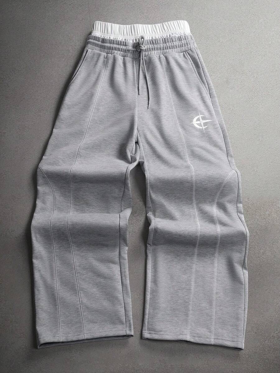 STYNVO Quần nỉ nam in họa tiết kiểu dáng thường ngày - Xám - Xem 1