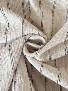 Elaquor 大码夏季休闲条纹衬衫短裤套装 - 杏色 - 查看 7