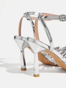 CUCCOO TILAWA Ladies Spring Summer Silver Fashion Shiny Party Elegant High Heel Sandals - Silver - View 4