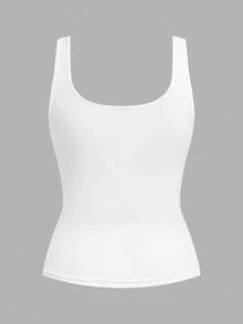 Slaydiva White & Dark Grey Women's Casual Crew Neck Ruched Fitted Tank Top Set, Versatile For Daily Wear,Summer Top - Multicolor - View 4