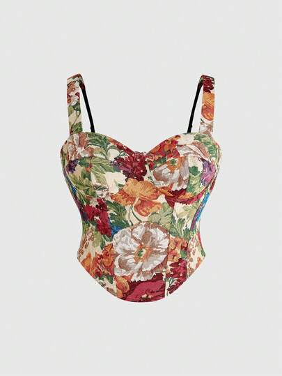 ROMWE Fairycore Camiseta sin mangas de talla grande con cintura ceñida, estilo retro dulce de hadas del bosque campestre, para primavera/verano
