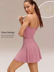 GLOWMODE Váy mini tennis Ace Every Move Tummy Control 2.0 nhanh khô, chống nắng, có lớp lót bên trong, đế chống trượt, thích hợp cho tennis, golf, pickleball và mặc hàng ngày. - Hồng - Xem 3