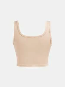 SHEIN Girlism 少女修身休闲圆领背心和骑行短裤多件套 - 深灰色 - 查看 4