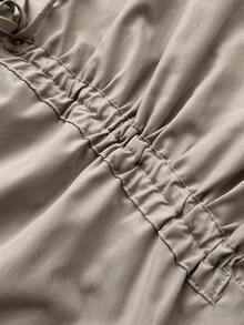 Maweii 褶裥抽绳A字宽松休闲通勤度假时尚小众设计新款必备日常穿搭通勤装卡其色大码女式长裙，春夏Y2K 2000年代风格女式夏季穿搭宽松女式夏季穿搭 - 卡其色 - 查看 7