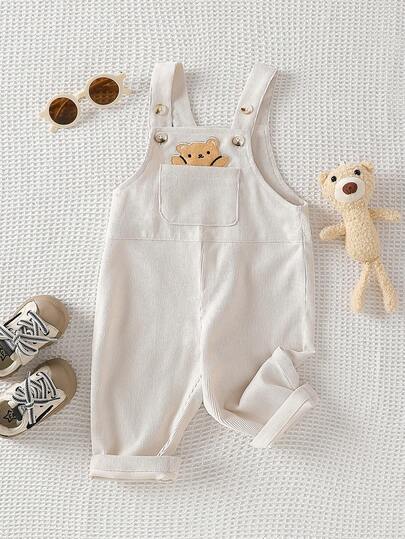 Höstoveraller med söt björndekor för babypojkar, lös och bekväm passform, lämplig för vardagliga utflykter, skolaktiviteter, familjesammankomster och föräldra-barn-resor