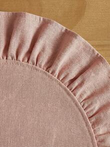 1-Piece   Solid Color Linen Placemat In Plain White With Ruffle Edges, Stain-Resistant , Perfect For Decorating Your Dining Room And Table. Suitable For Family Gatherings, Daily Use, Banquets, Weddings, Holidays, And Parties. - Multicolor - View 11