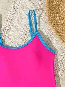 SHEIN Tween Girl Casual Backless Floral Cutout Design Camisole Tankini Set - Multicolor - View 6