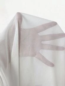 Mistrie 女士新款性感半透明印花长袖连衣裙，网纱丝绸印花，YK2酷女孩风格。 - 白色 - 查看 5