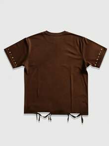 ROMWE MEN Street Life Spring/Summer Casual Graphic Men'S Street Jesus Print Short Sleeve T-Shirt - Coffee Brown - View 2