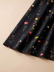 Rusticease Váy đi nghỉ họa tiết hoa thường ngày cổ chữ V dành cho nữ - màu đen - Xem 4