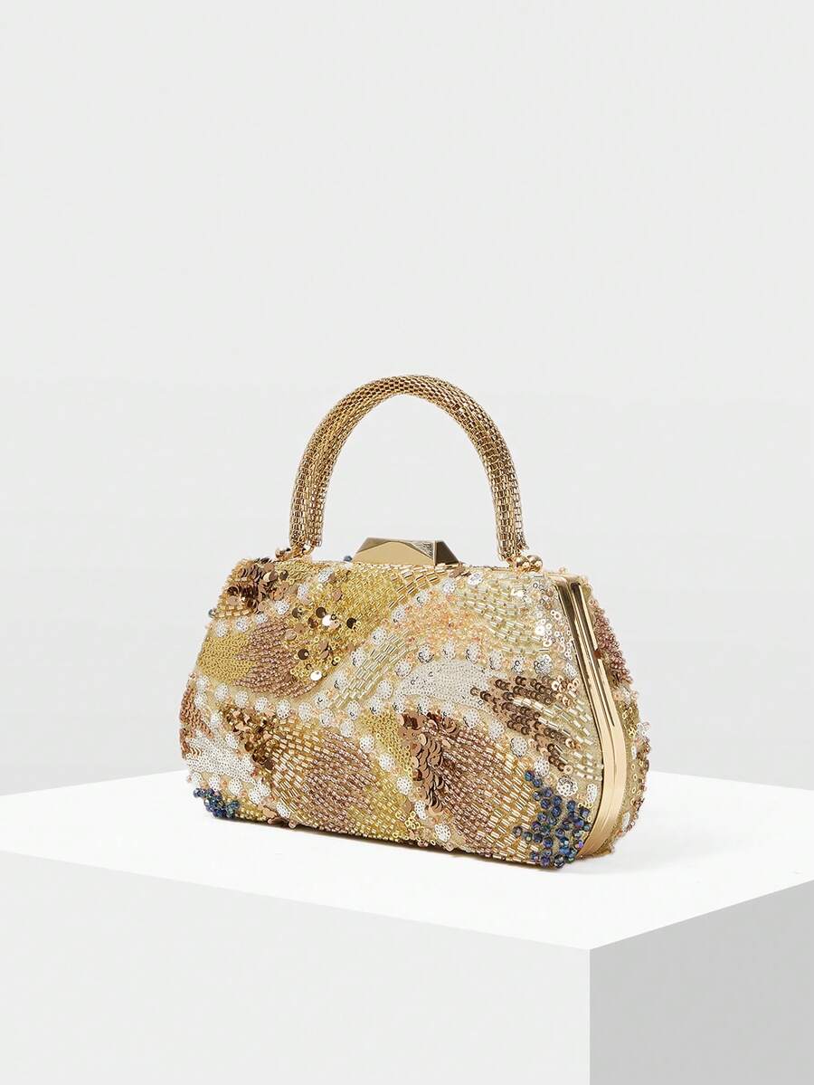 MOTF LADIES' BANQUET BAG, LADIES' HAND-HELD BAG, LADIES' HANDBAG - Gold - View 2