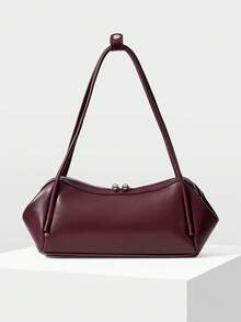 MOTF BOLSO DE HOMBRO PARA MUJER, EXQUISITO BOLSO BURDEOS, VERSATILIDAD DIARIA SIMPLE - Borgoña profundo - Ver 3