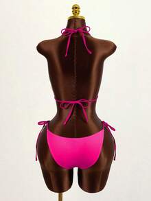 Zestiva 女士性感霓虹色镂空露背连体泳衣，波西米亚风沙滩派对夜店装 - 玫紅色 - 查看 2