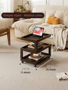 Mesa lateral de sala de estar de diseño geométrico estético de madera sólida, mesa de noche de madera de alcanfor, mesa de noche móvil con estantería de cabecera, mesa lateral pequeña de bambú simple y moderna, gabinete de almacenamiento multifuncional creativo para uso doméstico, estantería de almacenamiento para la sala de estar. - Multicolor - Ver 10