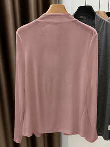 Resyla Women's Casual Minimalist Front Open Long Sleeve Lightweight Jacket, Spring/Summer - Pink - View 2