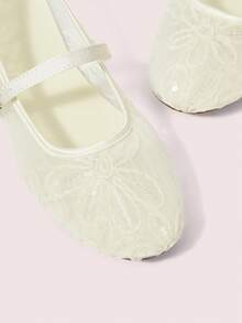 CUCCOO DOLLMOD Women's Shoes Fashion Round Head Flower Embroidery Word With Mary Jane Flats Cute And Sweet - Beige - View 5