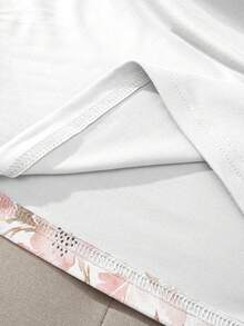 EMERY ROSE Women's Rabbit & Floral Easter Bunny Pattern Comfortable Soft Casual Round Neck Short Sleeve T-Shirt, Suitable For Daily And Holiday Wear - White - View 4