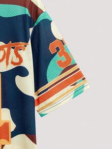 Open Phase Men's Shirt, Urban Casual Letter Print, Relaxed Fit, Spring Summer - Multicolor - View 5