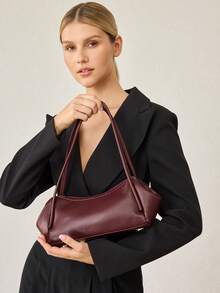MOTF BOLSO DE HOMBRO PARA MUJER, EXQUISITO BOLSO BURDEOS, VERSATILIDAD DIARIA SIMPLE - Borgoña profundo - Ver 6